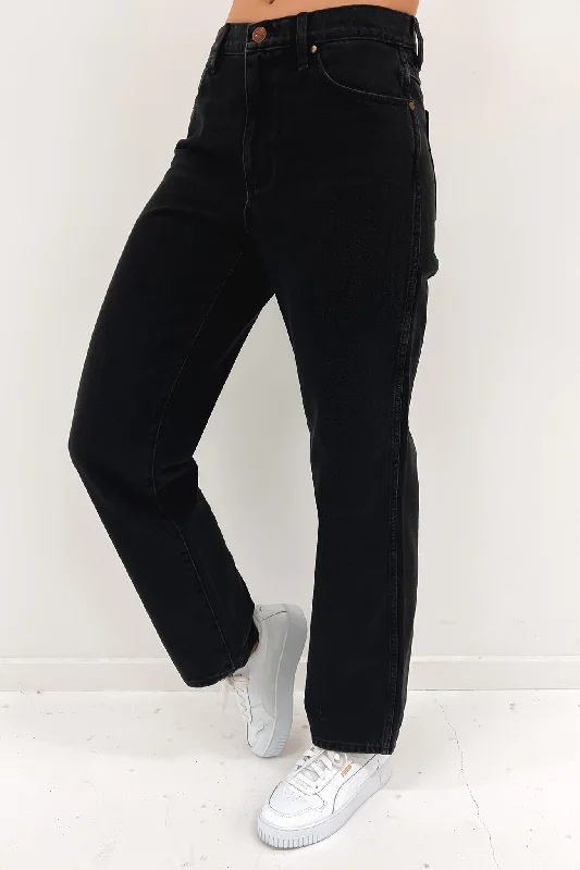 Mid Rise Vintage Straight Jean Backstage Black Chic Rip-Detail High-Waist Jeans