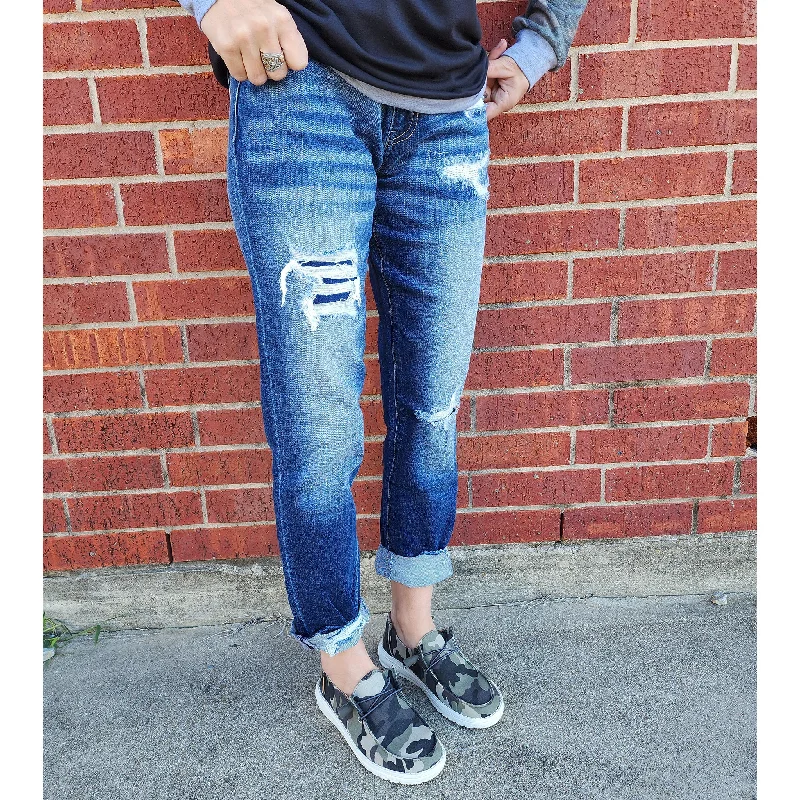 KanCan Mid Rise Slim Boyfriend Jeans Comfortable Ankle Jeans