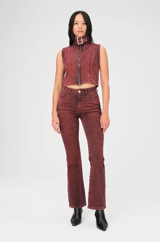 NAO - HIGH RISE BOOTCUT JEANS | RUBY RED Chic Cropped Jeans