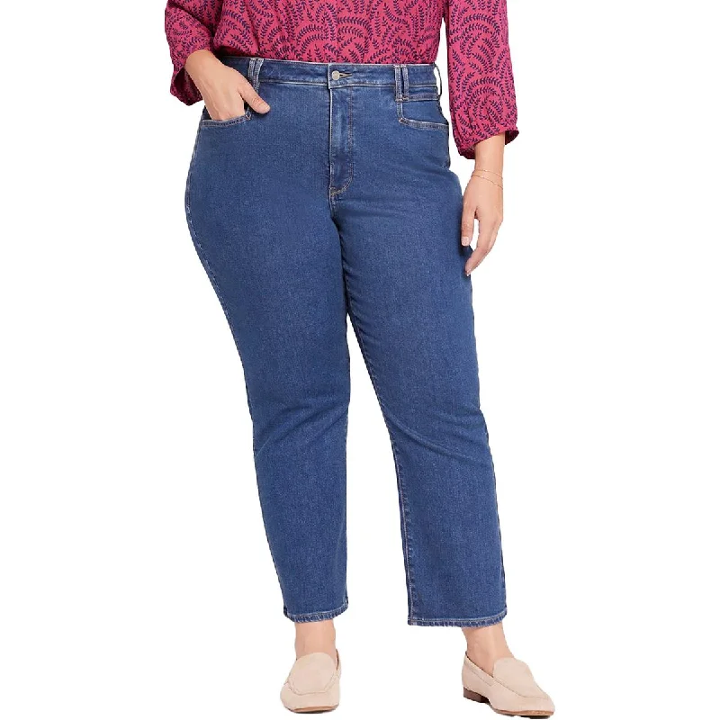 NYDJ Womens Plus Relaxed Ankle Straight Leg Jeans Elegant Wide-Leg Jeans