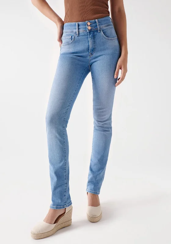 Salsa Secret Push In Slim Jeans, Light Blue Casual Bootcut Ripped Jeans