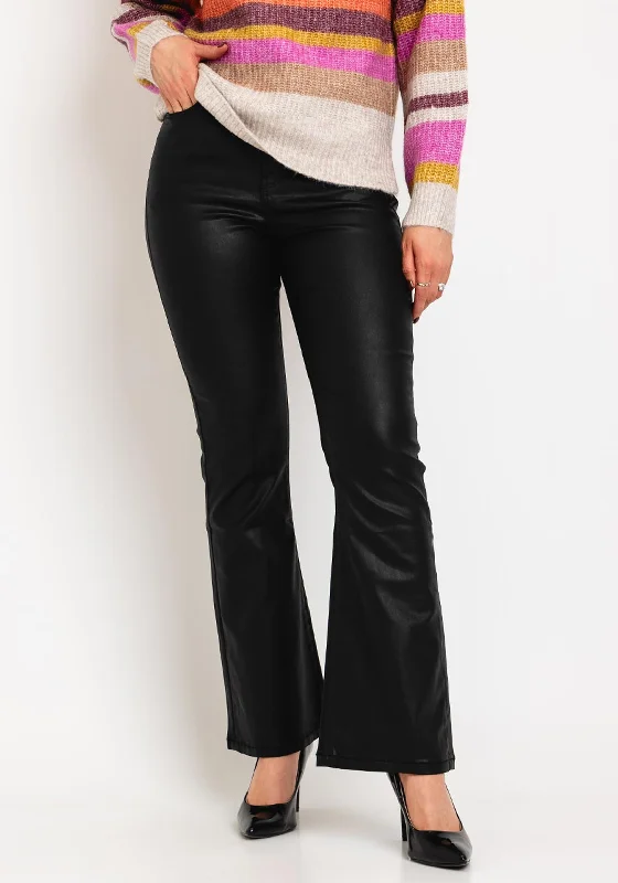 Pepe Jeans Dion Coated Flare Jeans, Black Denim Comfortable Zip-Up Skinny Jeans