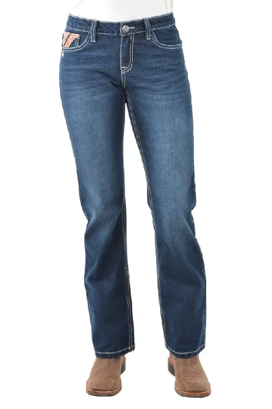 Pure Western Ladies Aztec Boot Cut Jeans Chic Vintage-Inspired Denim Jeans