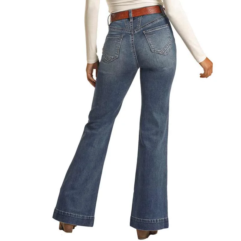 Rock & Roll Denim Women's High Rise Extra Stretch Trouser Jeans Chic Cropped Jeans