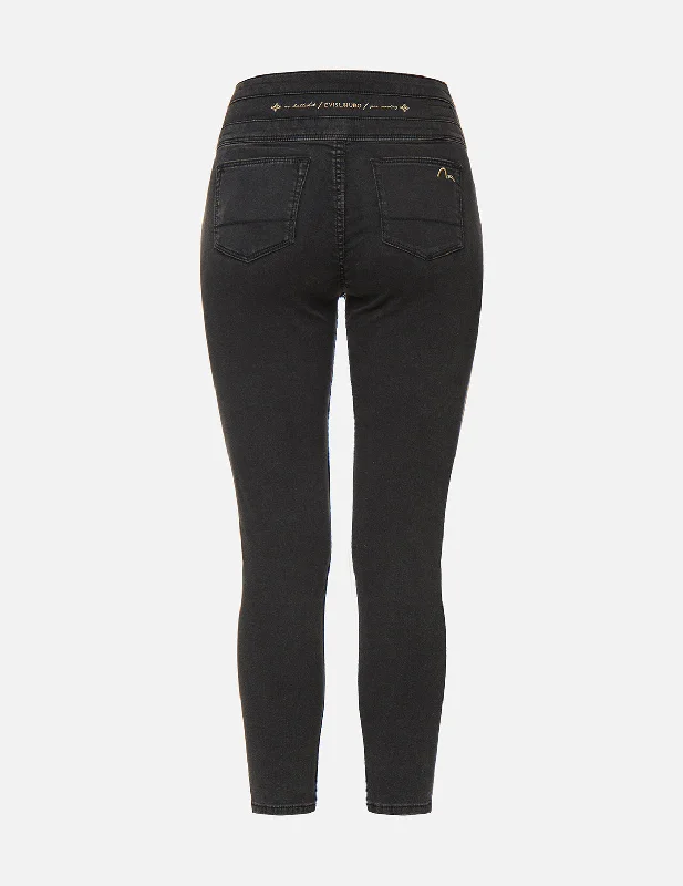 Seagull Embroidered Ripped Skinny Jeans Chic Rolled Cuff Denim Jeans