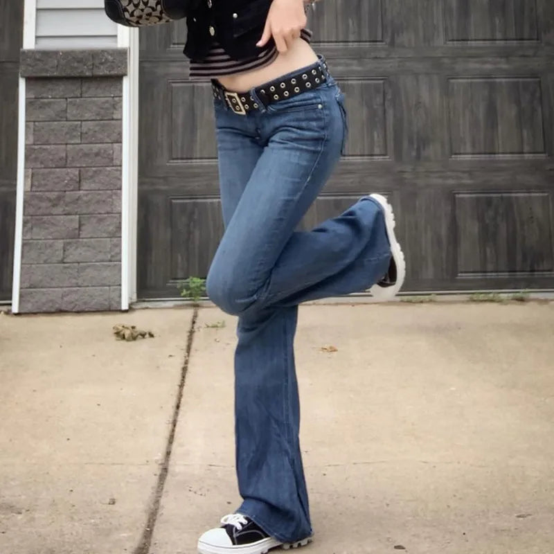 DressBetty - 2024 Sexy Blue Bell Bottom Boot-cut Fashion Streetwear Jeans Comfortable Jogger Style Jeans DressBetty - 2024 Sexy Blue Bell Bottom Boot-cut Fashion Streetwear Jeans Comfortable Jogger Style Jeans