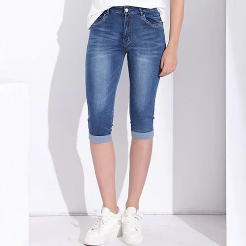 Skinny Capris Jeans Casual Light Wash Jeans