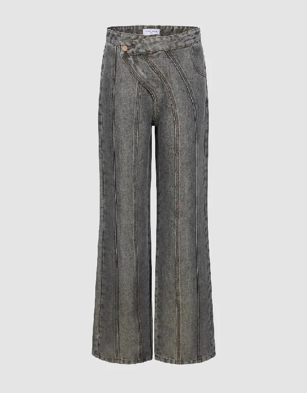 Straight Jeans Comfortable Distressed Straight-Leg Jeans