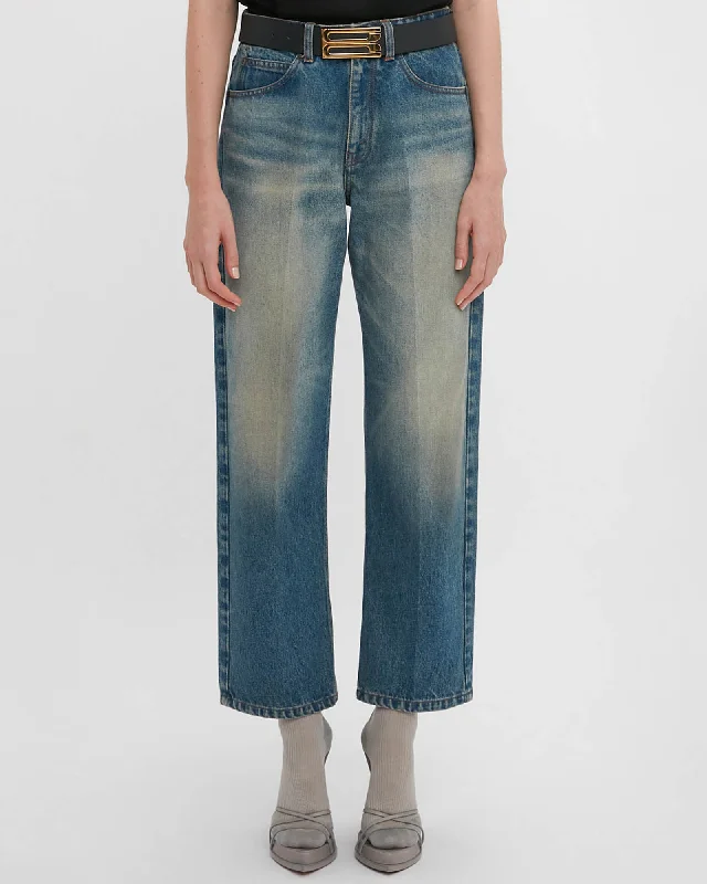 Straight Leg Jeans Fashionable Vintage Wash Jeans