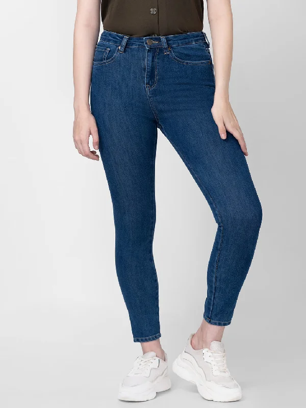 Spykar Women Mid Blue Cotton Super Skinny Ankle Length Jeans (Alexa) Comfortable Faded High-Rise Jeans Spykar Women Mid Blue Cotton Super Skinny Ankle Length Jeans (Alexa) Comfortable Faded High-Rise Jeans