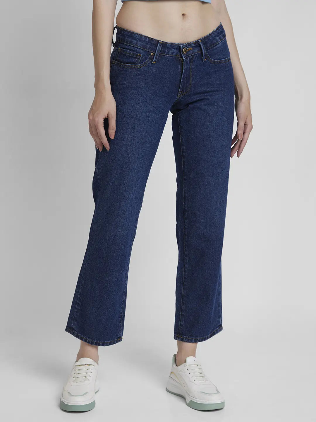 Spykar Women Dark Blue Cotton Straight Fit Regular Length Clean Look Jeans -(Bella-Low) Fashionable Vintage Wash Jeans Spykar Women Dark Blue Cotton Straight Fit Regular Length Clean Look Jeans -(Bella-Low) Fashionable Vintage Wash Jeans