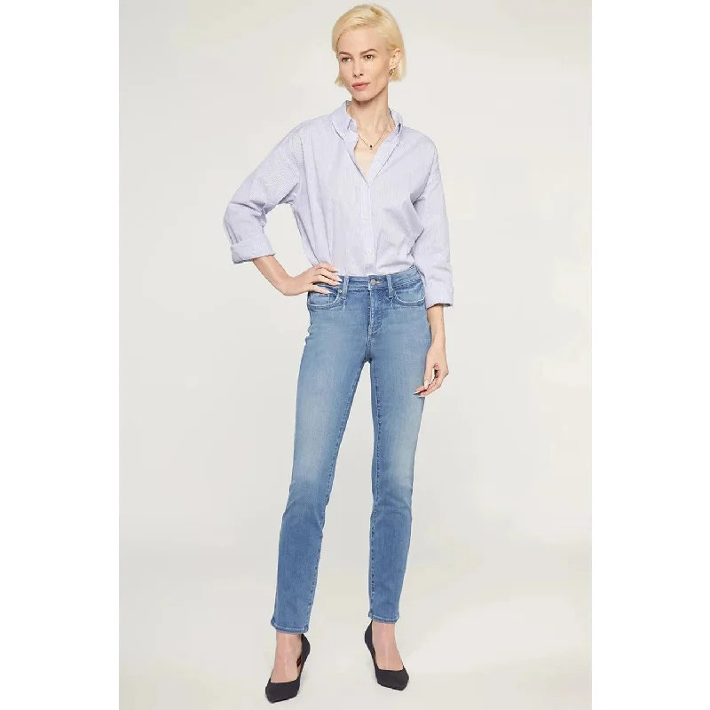 Mid Blue Slim Fit Jeans Comfortable Zip-Fly Denim Jeans