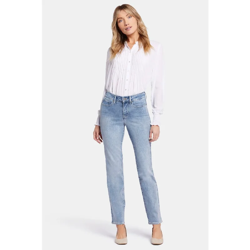 Light Blue High Rise Straight Jeans Comfortable Stretch Fit Jeans