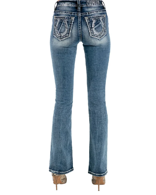 Women's Broken Horseshoe Bootcut Jeans Casual Straight-Leg Jeans