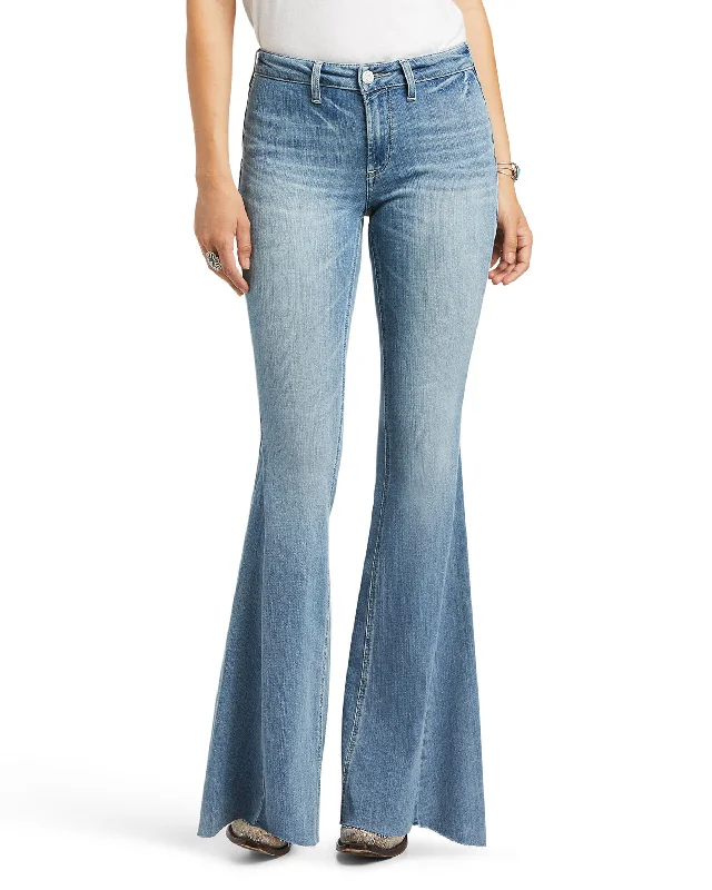 Women's R.E.A.L. High Rise Alondra Flare Jeans Comfortable Drawstring Waist Jeans