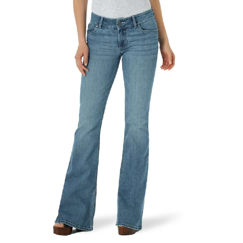 Wrangler Ladies Mae Flare 09MWFNT Jeans Stylish Acid-Wash Jeans