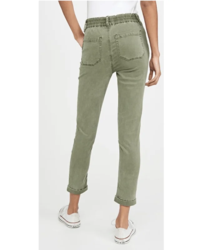Army Green Christy Drawstring Pants Comfortable Pleated Pants