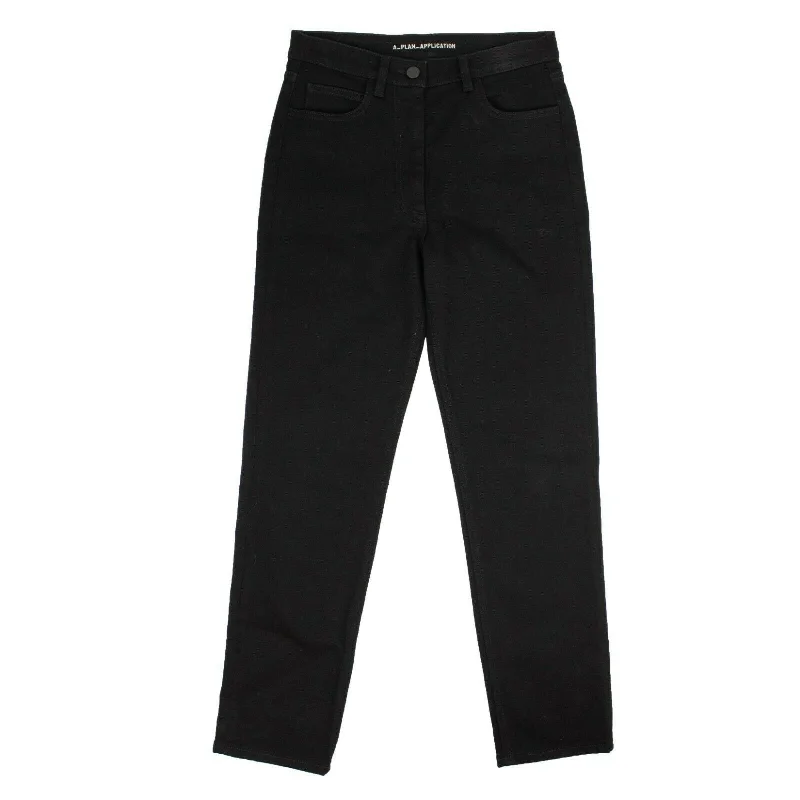 A_Plan_Application Black Denim Straight Leg Cropped Pants Classic Straight Pants