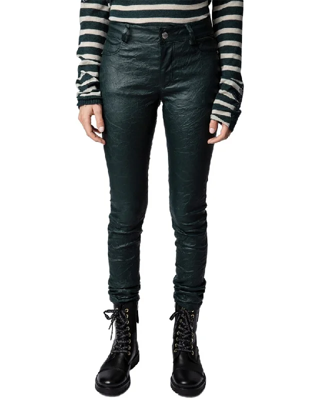 Zadig & Voltaire Phlame Froisse Leather Pant Trendy Printed Pants