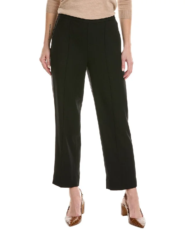 Vince Mid-Rise Wool-Blend Easy Pant Comfy Zip-Up Pants