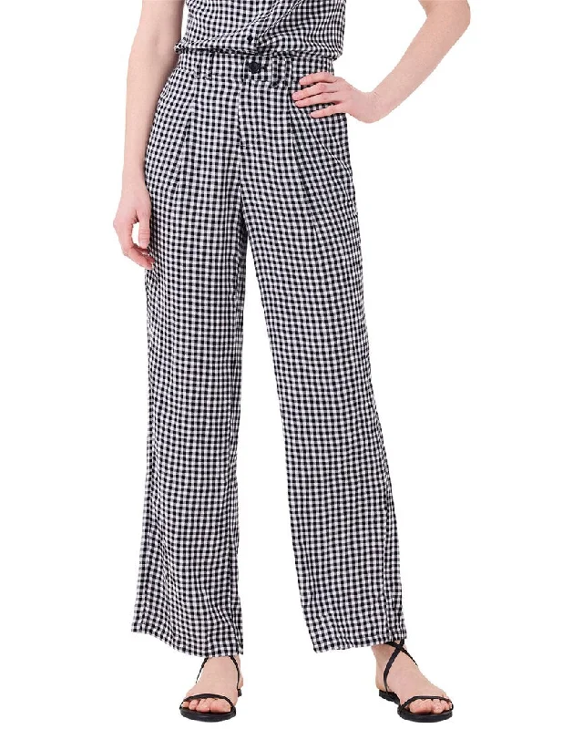 Nic+Zoe Drapey Gingham Wide-Leg Pant Comfortable Maternity Pants