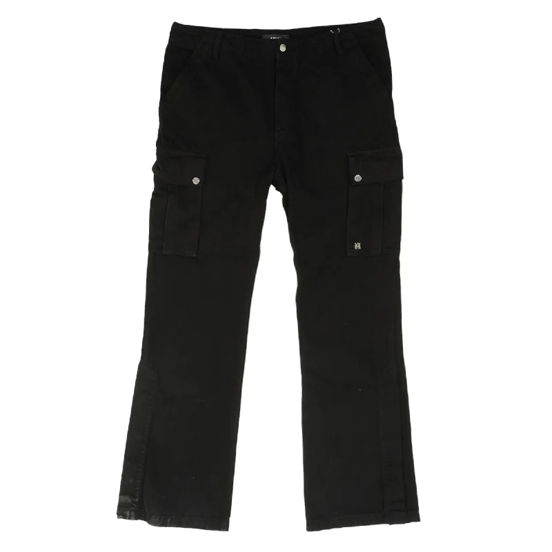 Black M65 Flared Denim Cargo Pants Soft Cotton Pants