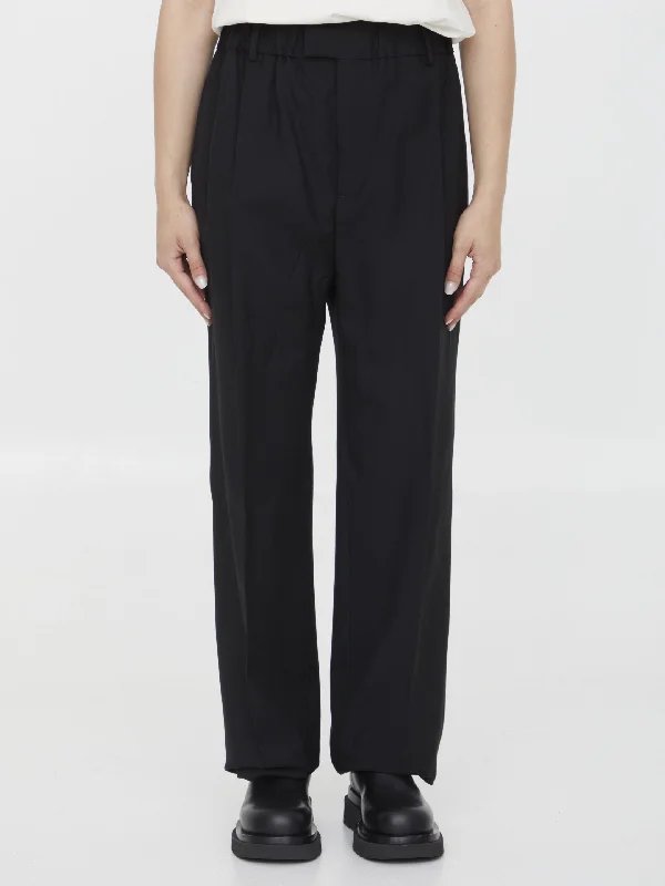 Black Wool Pants High-Waist Jeans