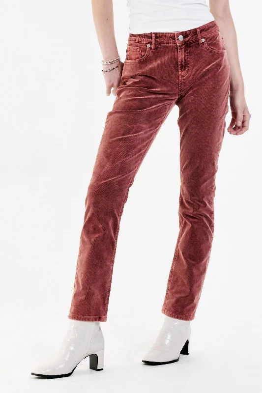 Blaire High Rise Ankle Slim Straight Corduroy Pants In Mahogany Casual Sweatpants Style Blaire High Rise Ankle Slim Straight Corduroy Pants In Mahogany Casual Sweatpants Style