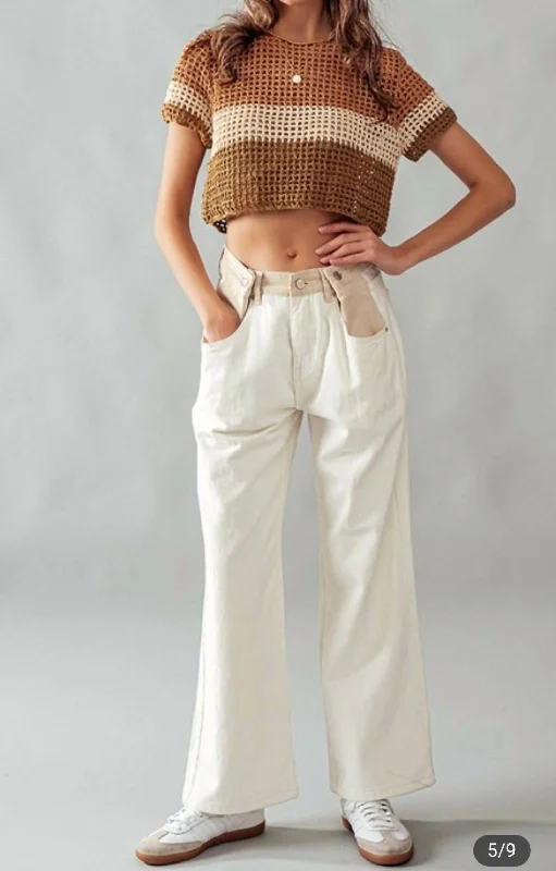 Buttoned Waist Baggy Pants In Cream Stylish Harem Pants