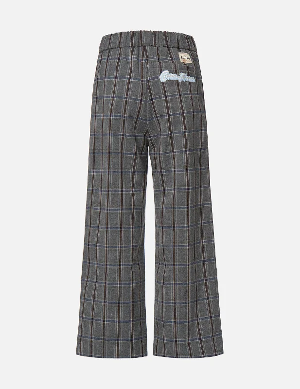 Checked Wide-leg Pants Comfortable Pleated Pants