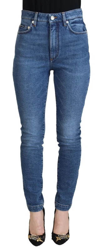 Dolce & Gabbana Chic Blue Denim Pants – Elegance Meets Comfort Comfortable Denim Leggings