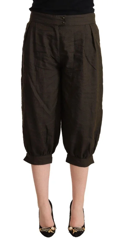 Chic Cropped Harem Pants In Luxe Brown Blend Formal Wide-Leg Pants