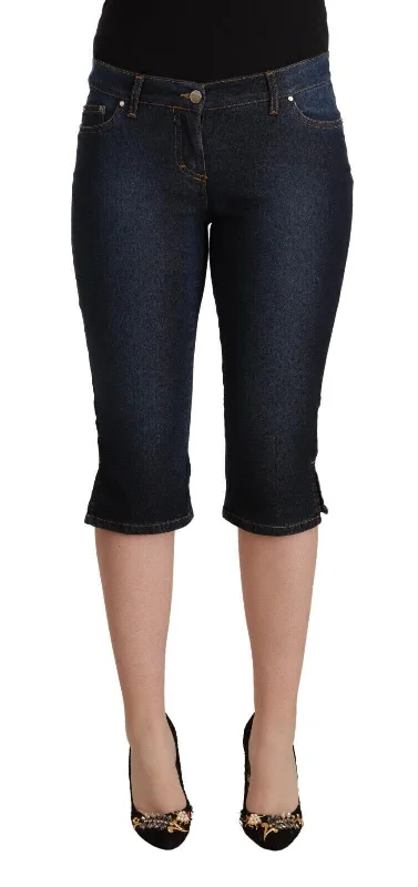 Chic Low Waist Capri Denim Pants Chic Faux Leather Pants