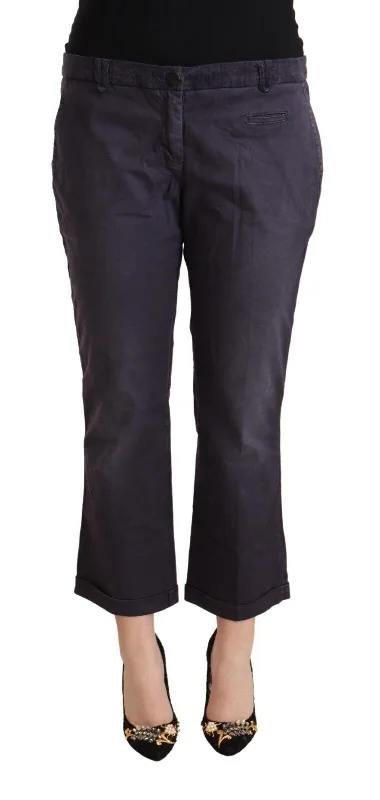 Chic Low Waist Cropped Pants In Black Soft Wool Pants