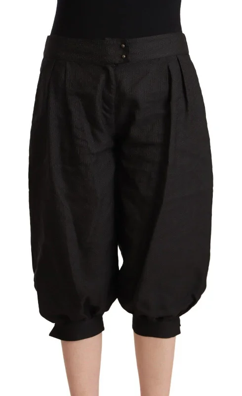 Chic Mid Waist Cropped Harem Pants Elegant Palazzo Trousers