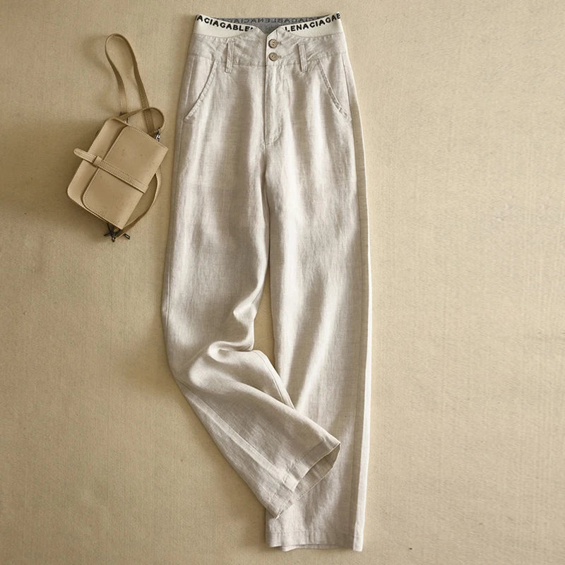 Cotton linen wide-legged pants female large size summer Korean fashion Comfortable Maternity Pants