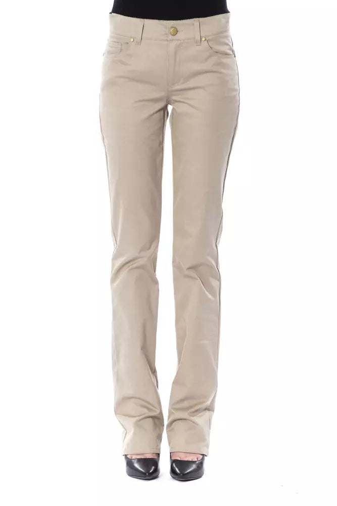BYBLOS Beige Cotton Women Pants Comfortable Denim Pants