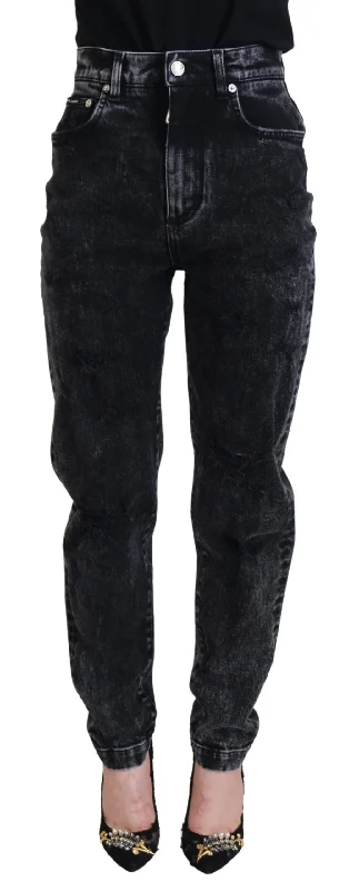 Elegant Black Denim Pants Comfortable Denim Trousers