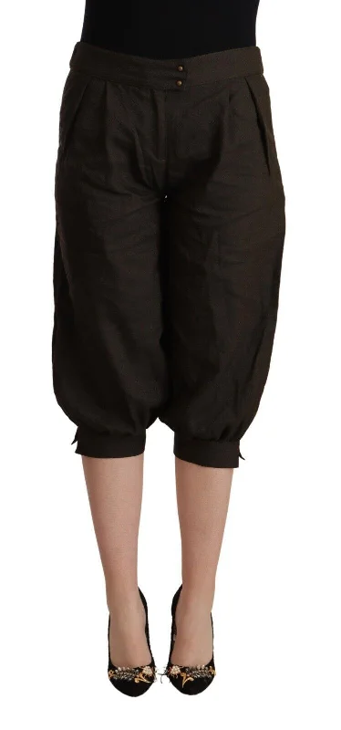 Elegant Brown Cropped Harem Pants Modern Skinny Pants
