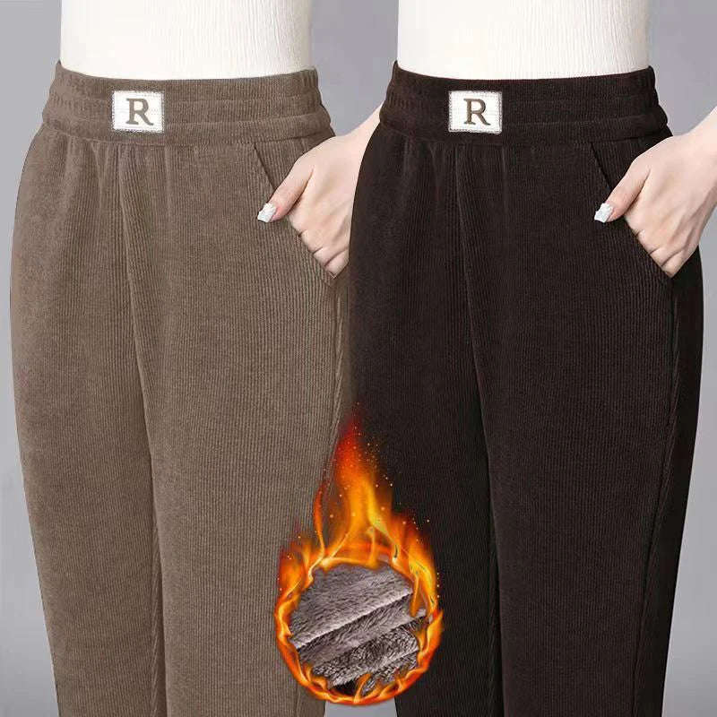 High waisted elastic warm pants for women loose casual letter pocket straight leg pants Soft Stretch Leggings High waisted elastic warm pants for women loose casual letter pocket straight leg pants Soft Stretch Leggings