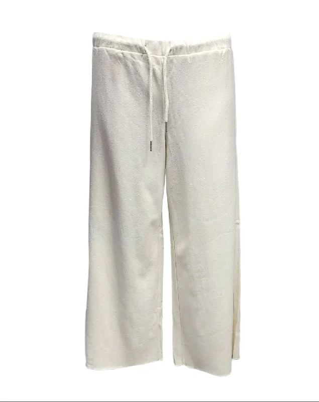 HoodLamb Women's Ivory Wide Leg Soft Hemp Pants 420 NWT Elegant Wool Trousers