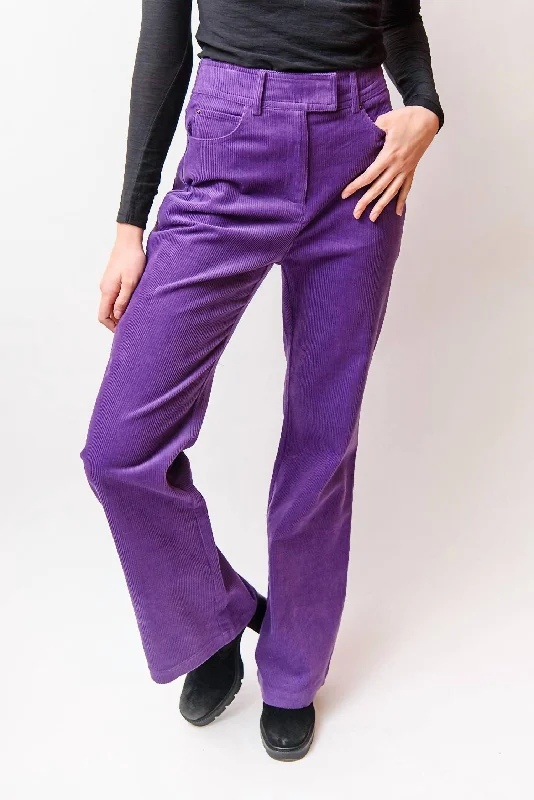 June Corduroy Pant In Purple Elegant Palazzo Trousers