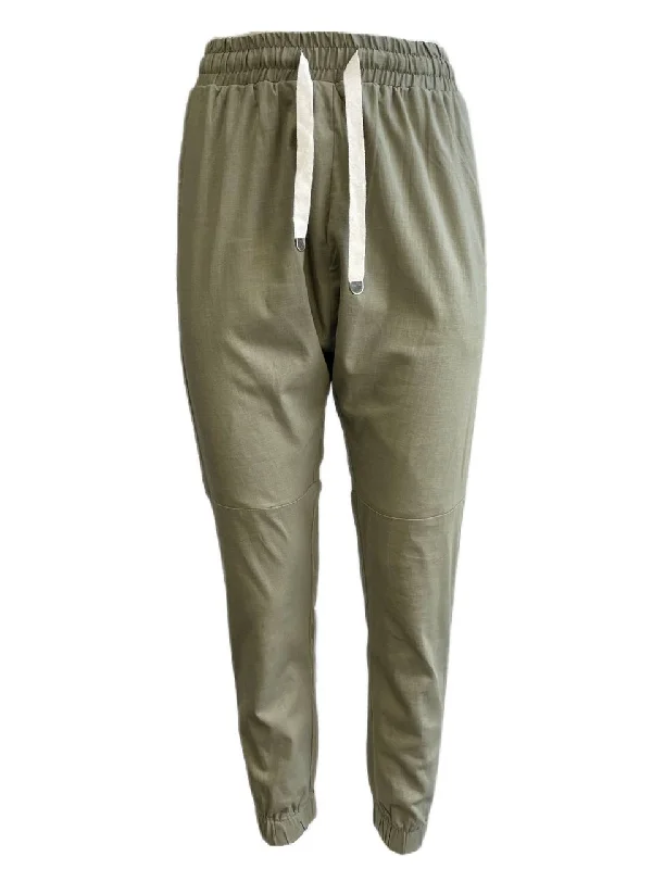 LOST IN LUNAR Women's Khaki Bailey Drawstring Pants Size US 2 NWT Chic Capri Pants