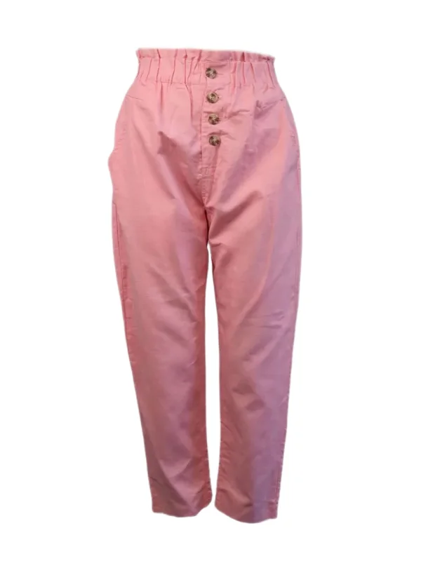 MADISON THE LABEL Women's Pink Cotton Full Length Pants #MS0219 X-Small NWT Casual Wide Pants MADISON THE LABEL Women's Pink Cotton Full Length Pants #MS0219 X-Small NWT Casual Wide Pants