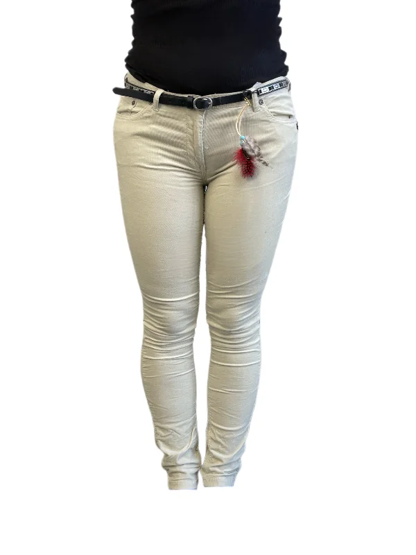 Maison Scotch Women's Beige Belted Pants #856 NWT Fashionable Tapered Leg Pants