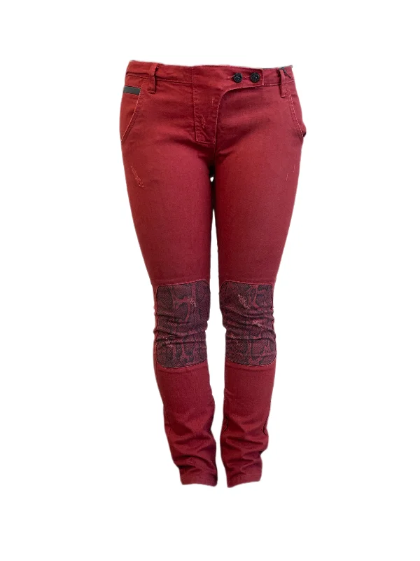 Maison Scotch Women's Burgundy Knee Details Pants #850 NWT Classic Straight-Leg Pants Maison Scotch Women's Burgundy Knee Details Pants #850 NWT Classic Straight-Leg Pants