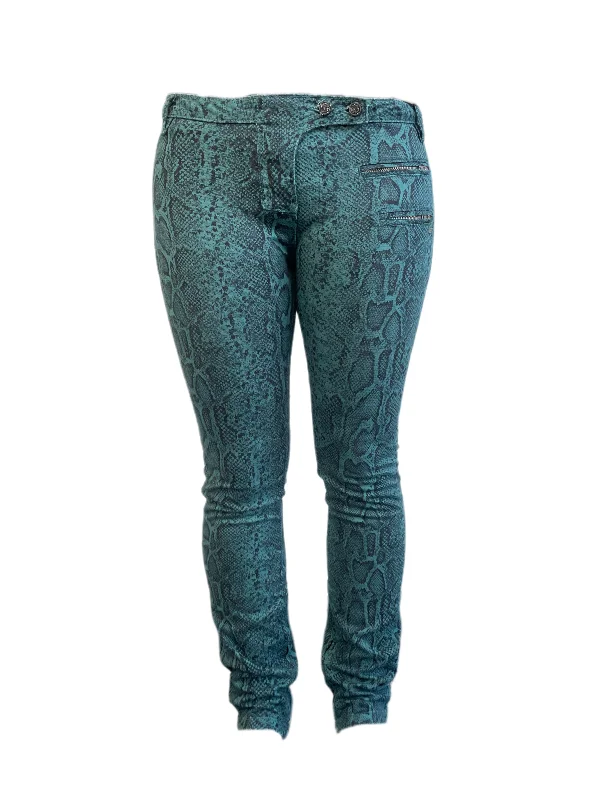 Maison Scotch Women's Green All Over Print Pants #850 29/32 NWT Slim-Fit Leggings