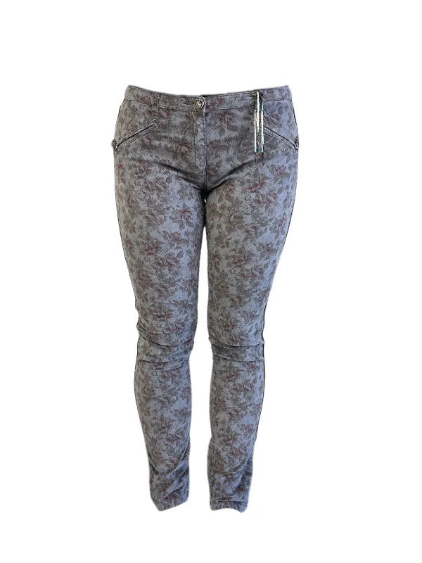 Maison Scotch Women's Grey All Over Print Pants #882 NWT Comfortable Denim Pants