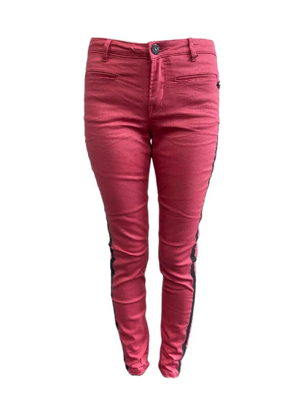 Maison Scotch Women's Pink Skinny Side-Stripe Pants #881 No Size NWT Trendy Wide-Legged Trousers Maison Scotch Women's Pink Skinny Side-Stripe Pants #881 No Size NWT Trendy Wide-Legged Trousers