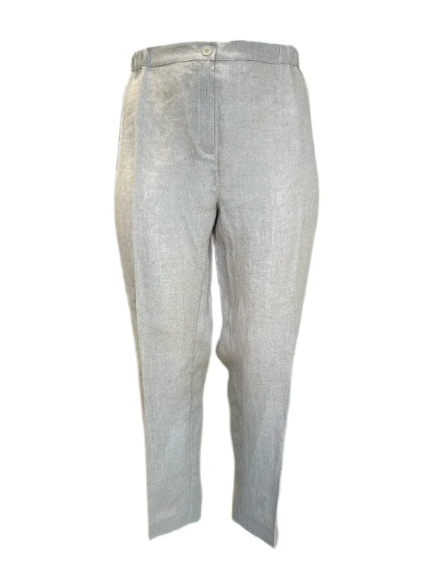 Marina Rinaldi Women's Beige Regione Straight Leg Pants NWT Trendy Velvet Pants